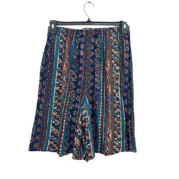 Vintage 90s Southern Lady Women Size L Rayon Elastic Waist Pleated Front Shorts - Picture 9 of 12